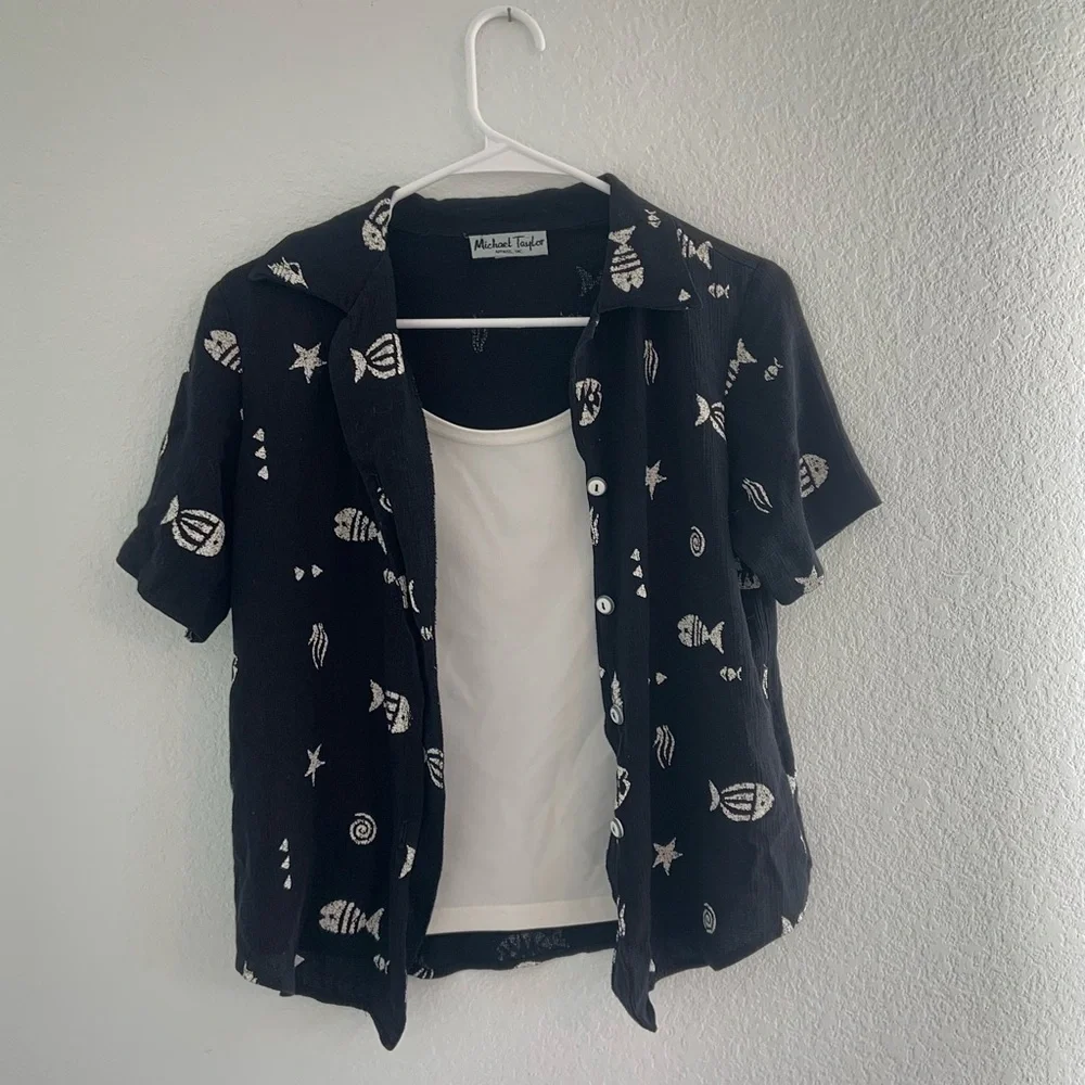 80’s Michael Taylor Coastal Print Shirt